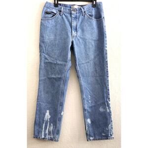Lee Regular Fit Jeans Men's 36x30 Blue Distressed Bleach Splatter Vintage Style